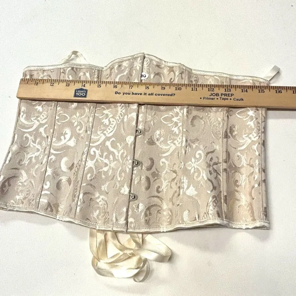 Cream Brocade Overbust Corset Waist Trainer